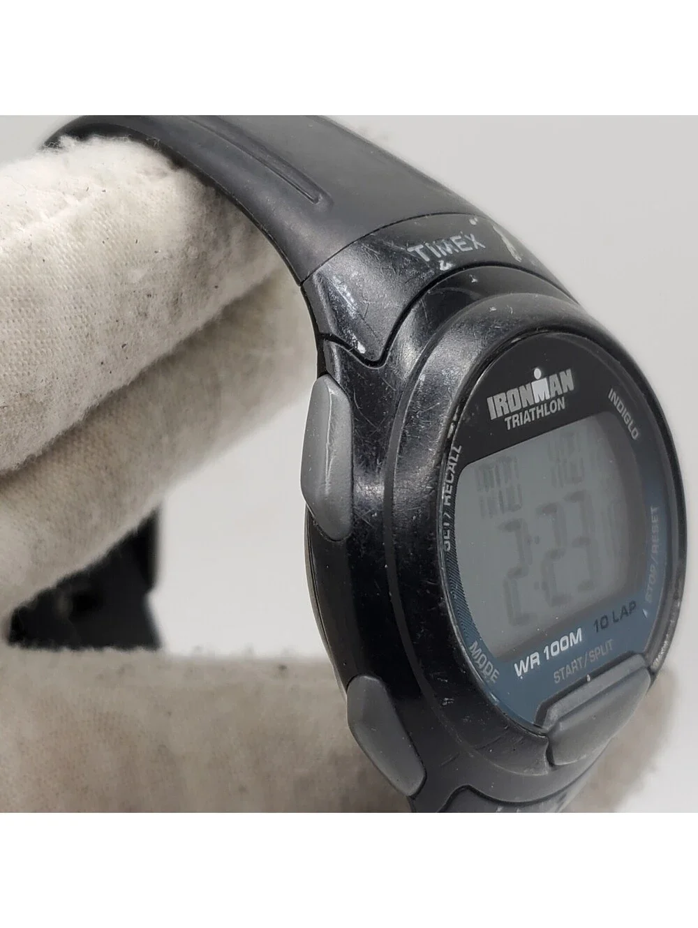 Timex Triathlon 10-lap Mens Watch 40mm Black/Gray New Battery